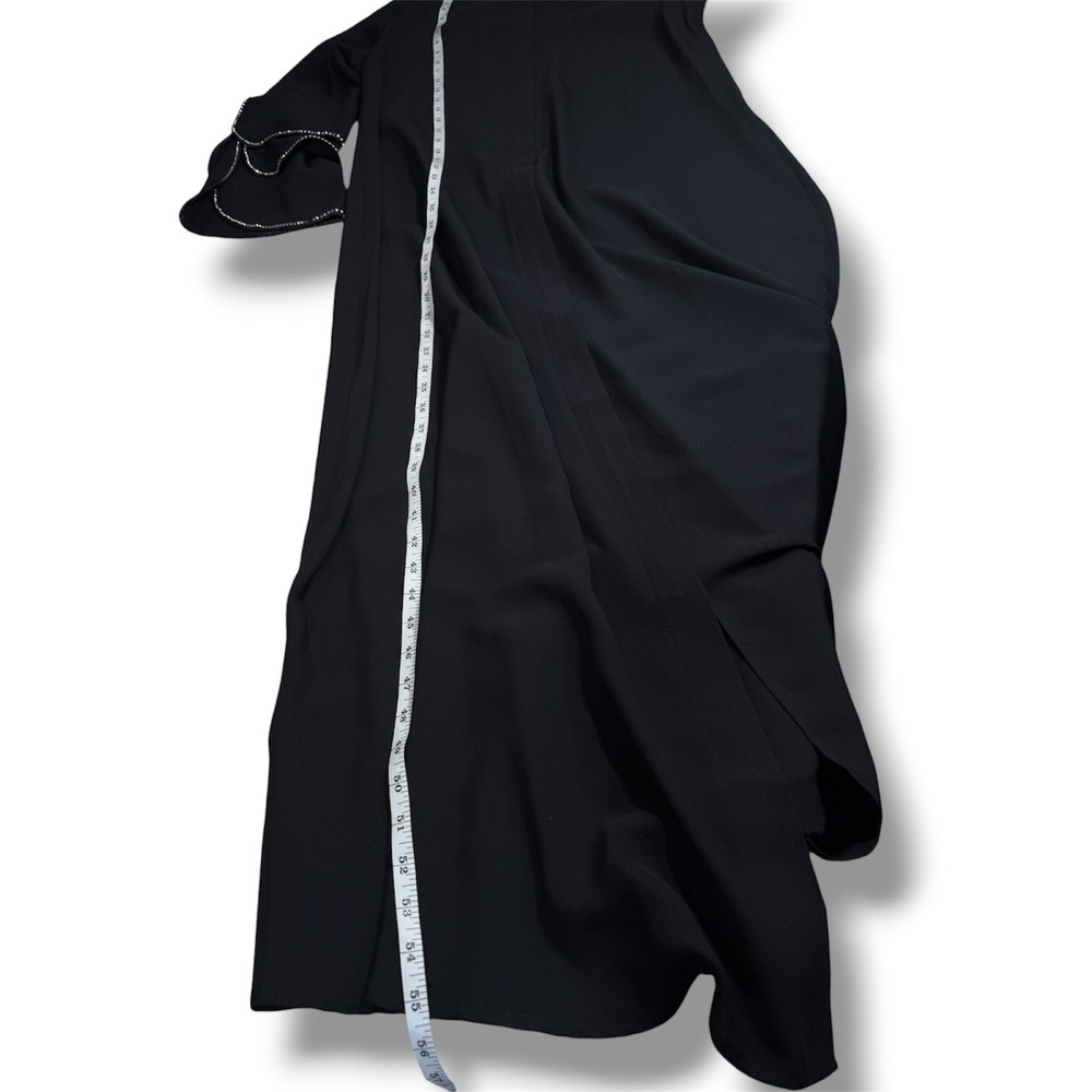 Hayat Modest Fashion Boutique Black Abaya Rhinestone Tiered Sleeve Dress Small - Picture 7 of 7